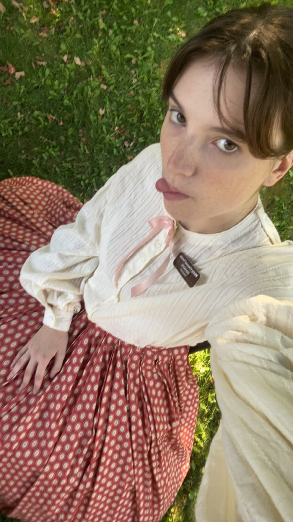 Picture of Erin working the needlework booth at the Lynde House Museum's Annual History In The Park.